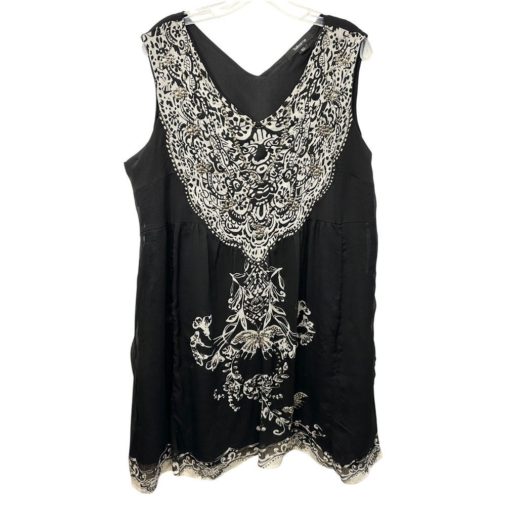 Taillissime Plus Size 18W Dress Black Beaded Grunge Boho Witchy Whimsigoth 1009